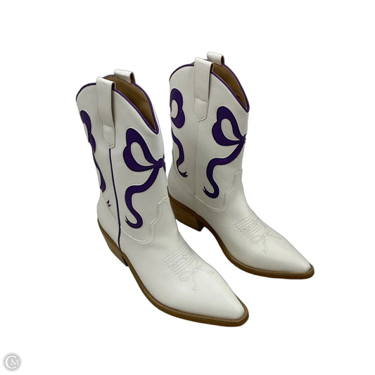 Boots Western By MI IM In Purple & White, Size: 8.5