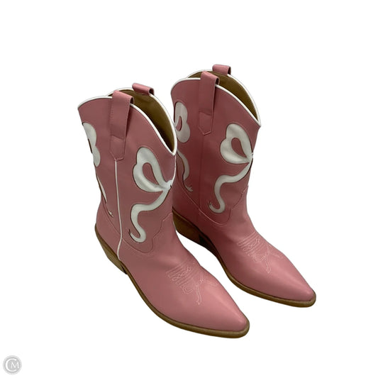 Boots Western By MI IM In Pink & White, Size: 9