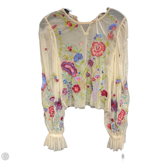 Blouse Long Sleeve By Anthropologie In Peach, Size: S