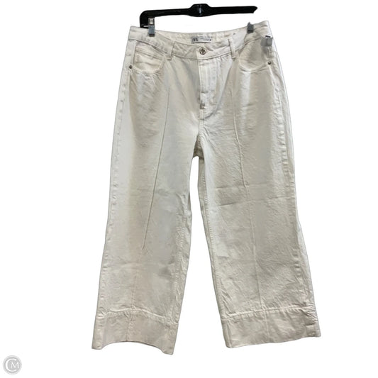 Jeans Wide Leg By Zara In White Denim, Size: 10