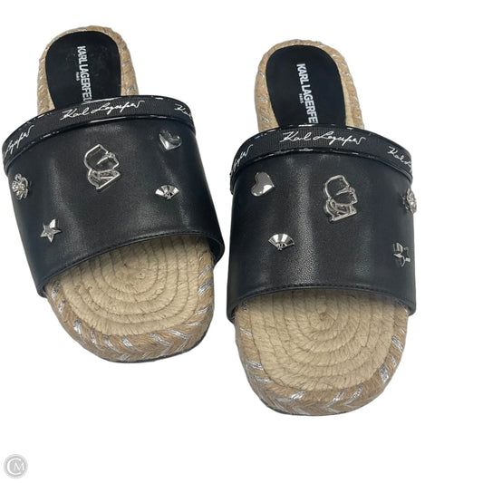Sandals Flats By Karl Lagerfeld In Black, Size: 7