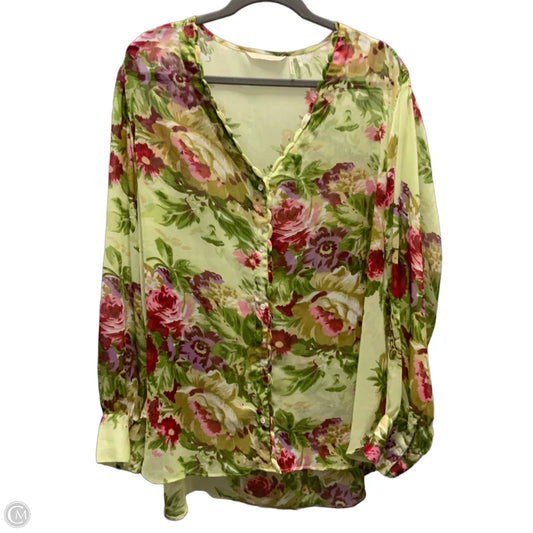 Blouse Long Sleeve By Soft Surroundings In Green, Size: 2x