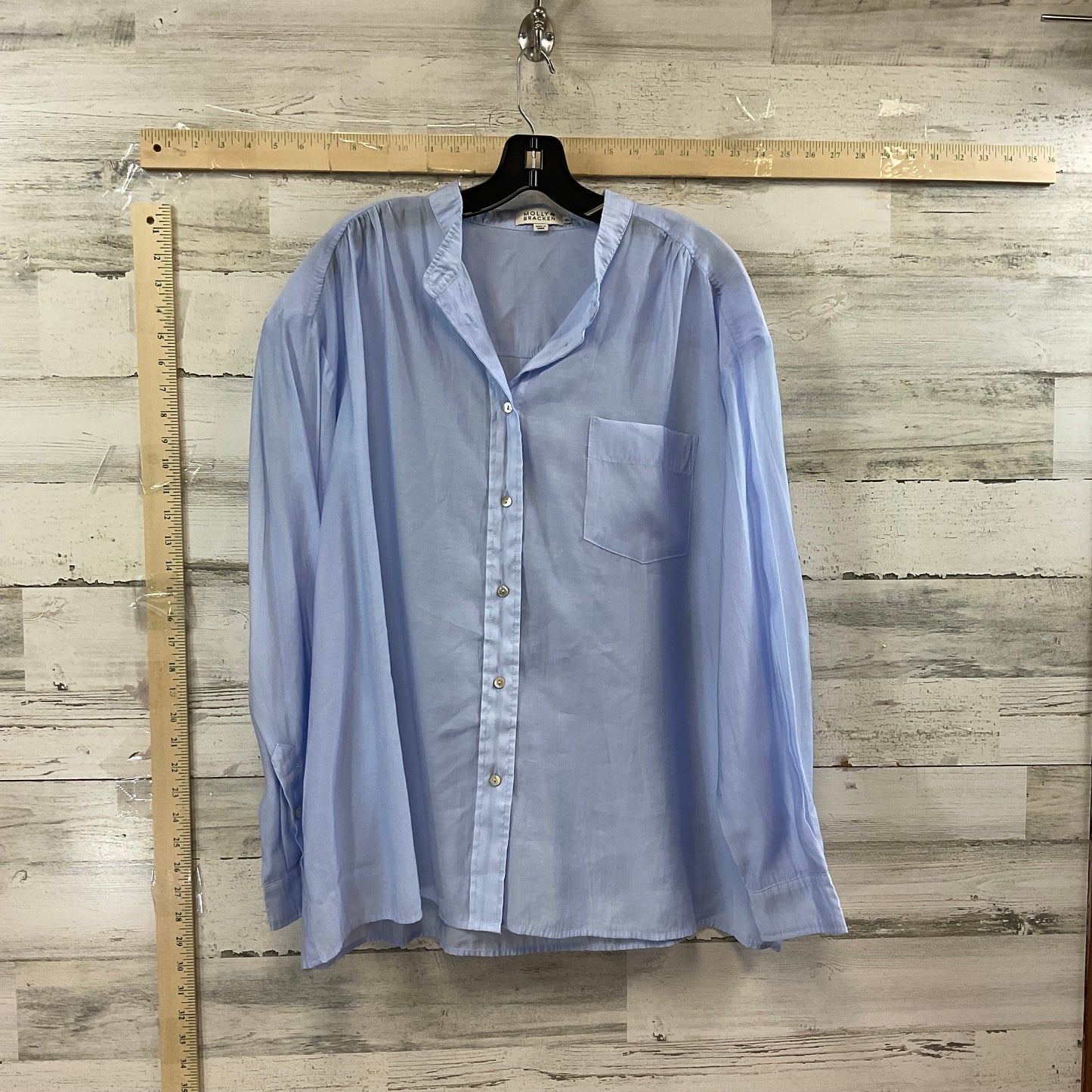 Blue Blouse Long Sleeve Molly Bracken, Size Xl