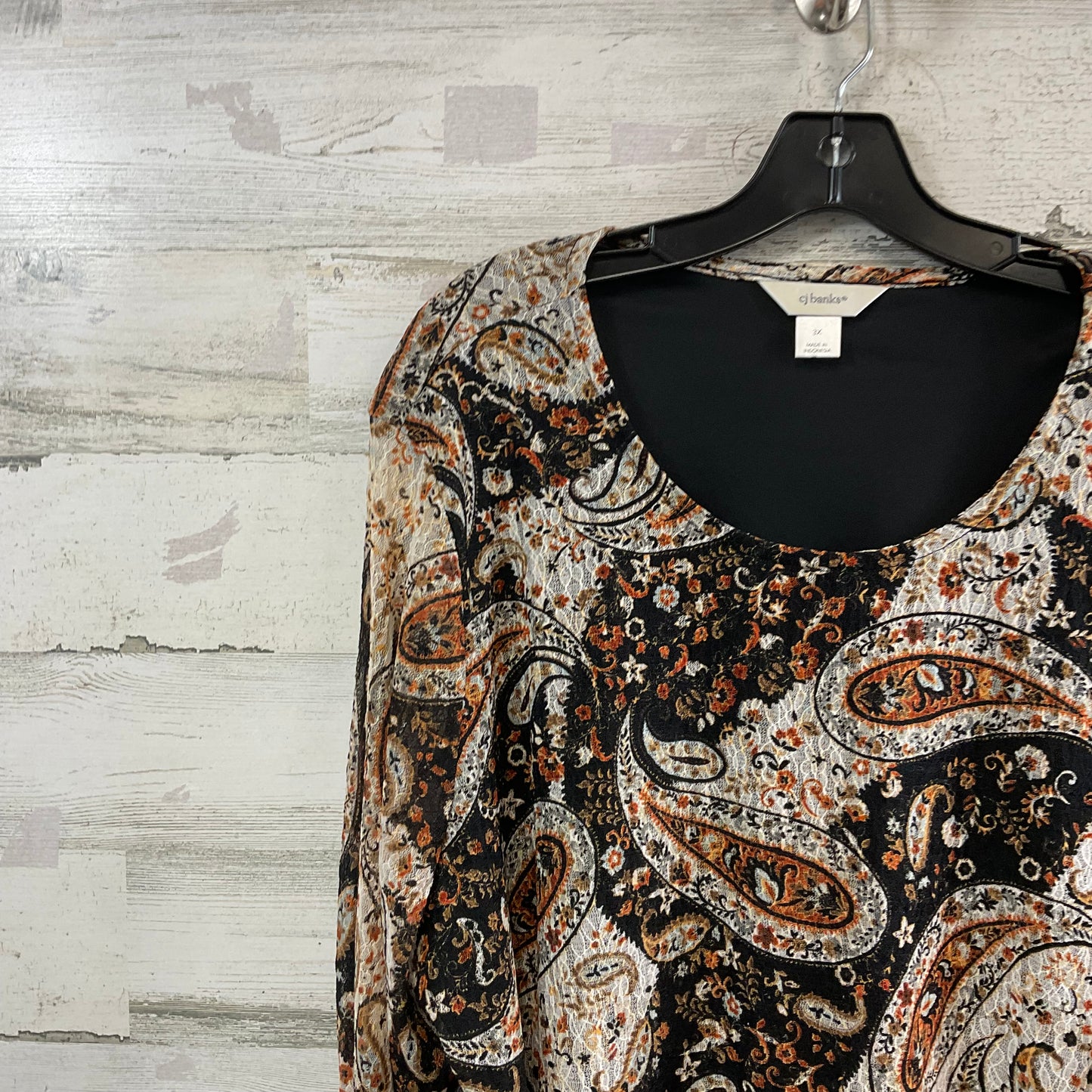 Top Long Sleeve By Cj Banks In Brown, Size: 3x