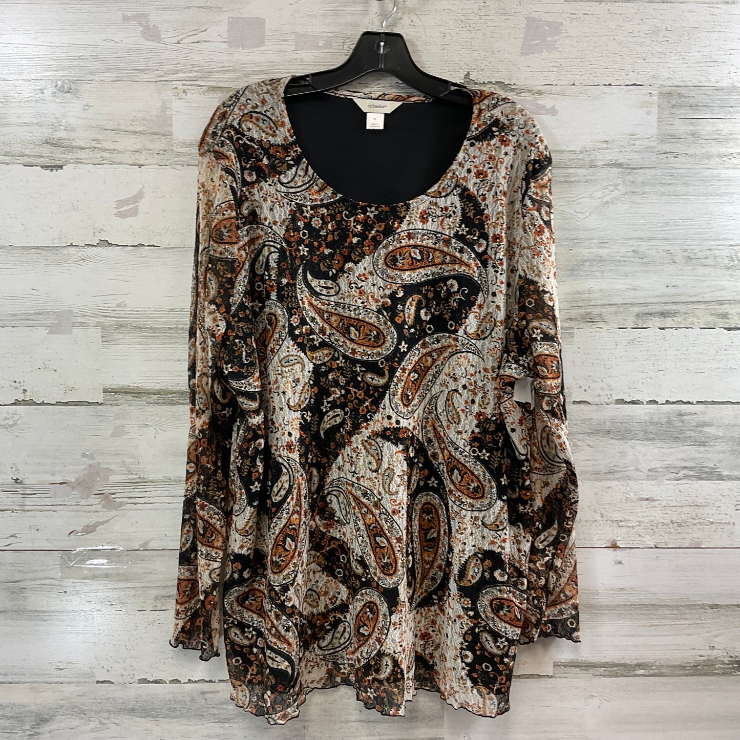 Top Long Sleeve By Cj Banks In Brown, Size: 3x