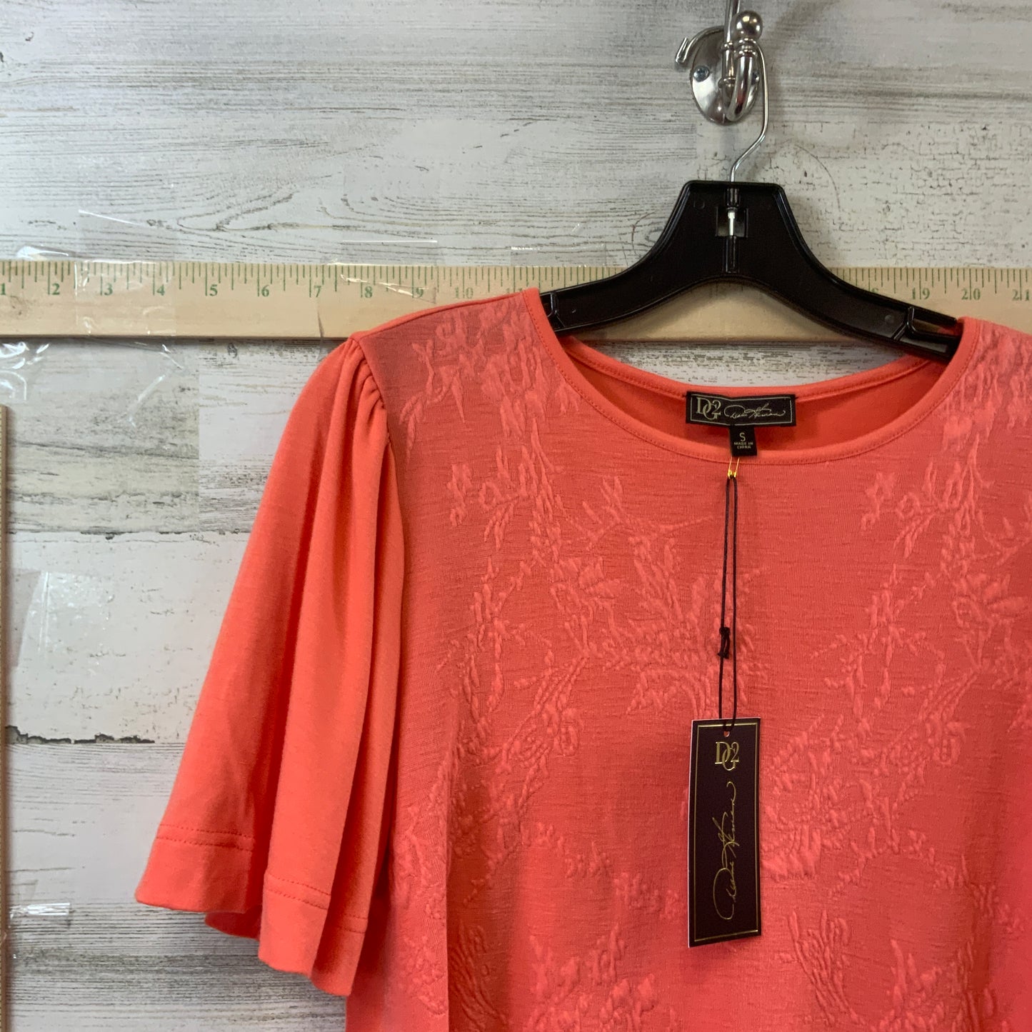 Orange Top Short Sleeve Diane Gilman, Size S