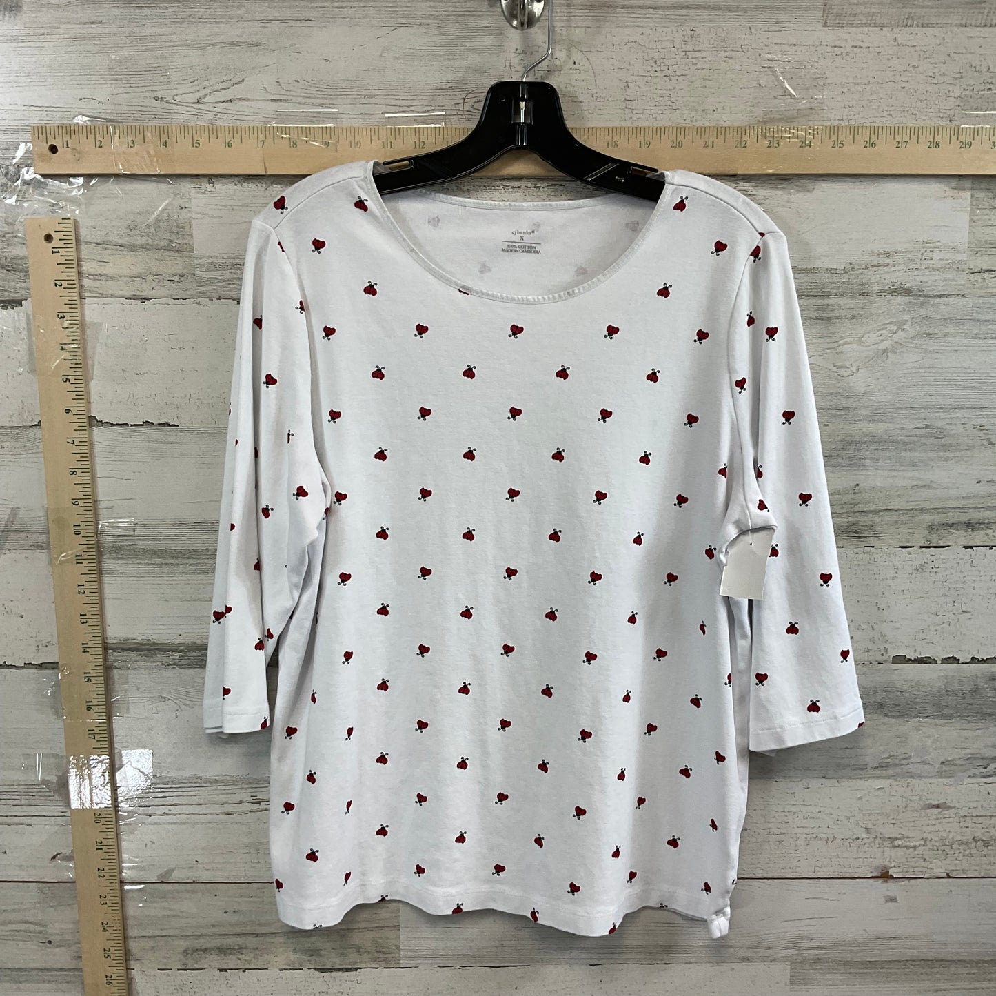 White Top 3/4 Sleeve Basic Cj Banks, Size Xl