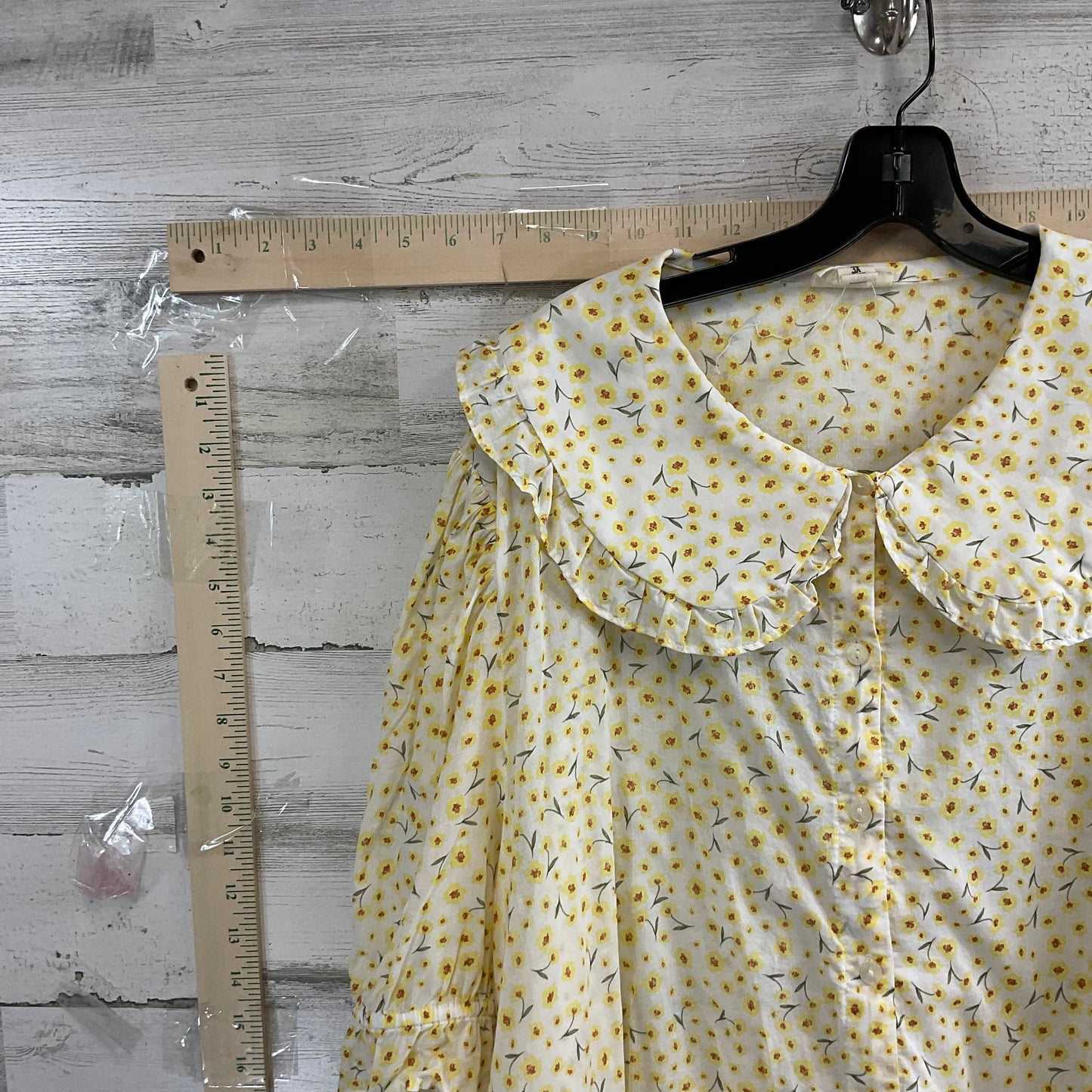 Yellow Blouse Short Sleeve Ana, Size 3x