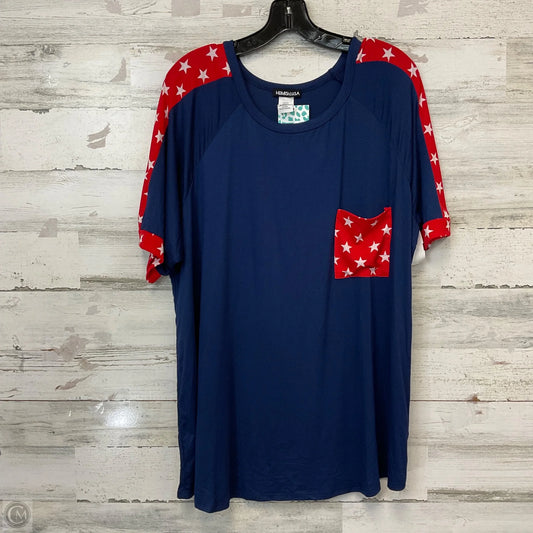 Top Short Sleeve By Heimish Usa In Blue & Red & White, Size: 3x
