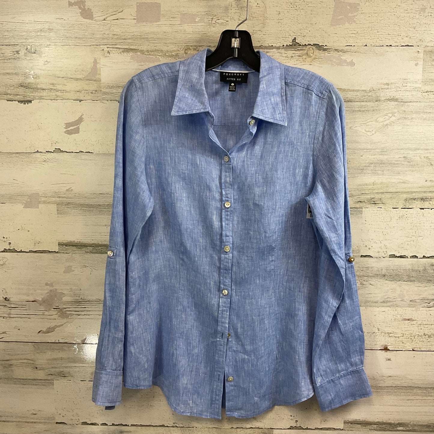 Blouse Long Sleeve By Foxcroft In Blue, Size: S