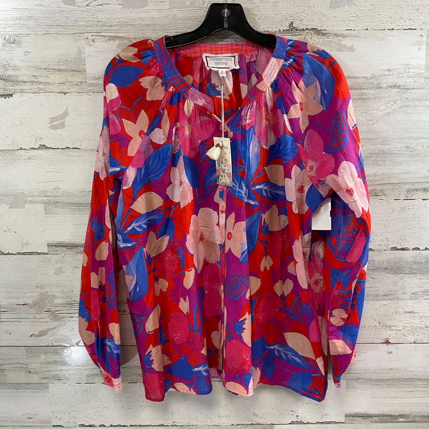 Blouse Long Sleeve By Johnny Was In Pink, Size: M