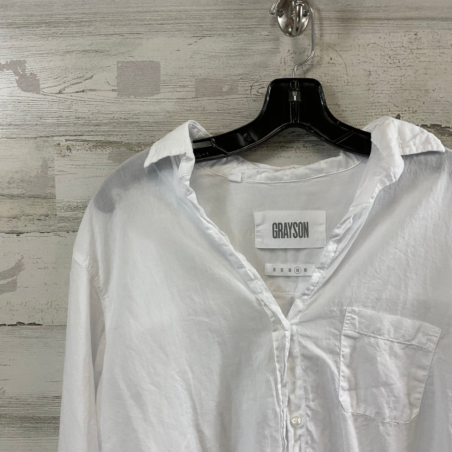 Blouse Long Sleeve By Grayson In White, Size: L