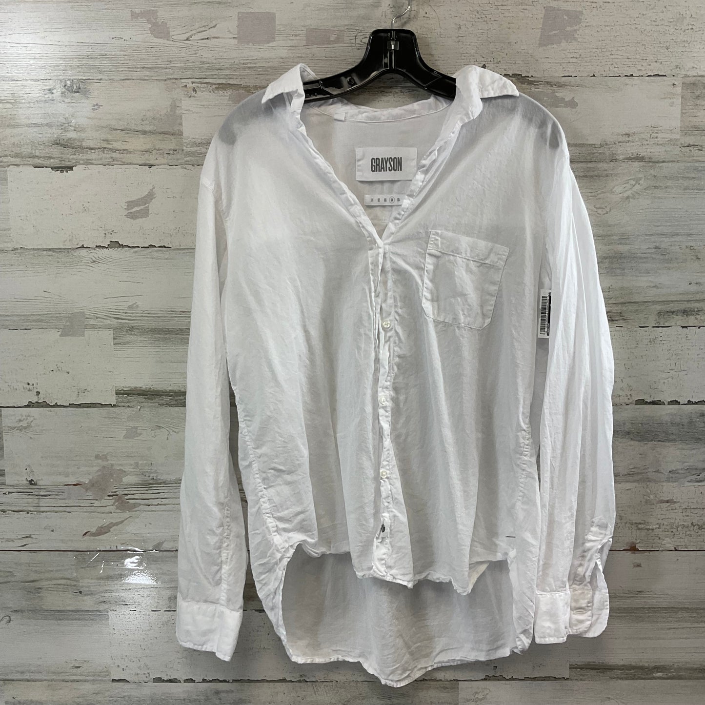 Blouse Long Sleeve By Grayson In White, Size: L