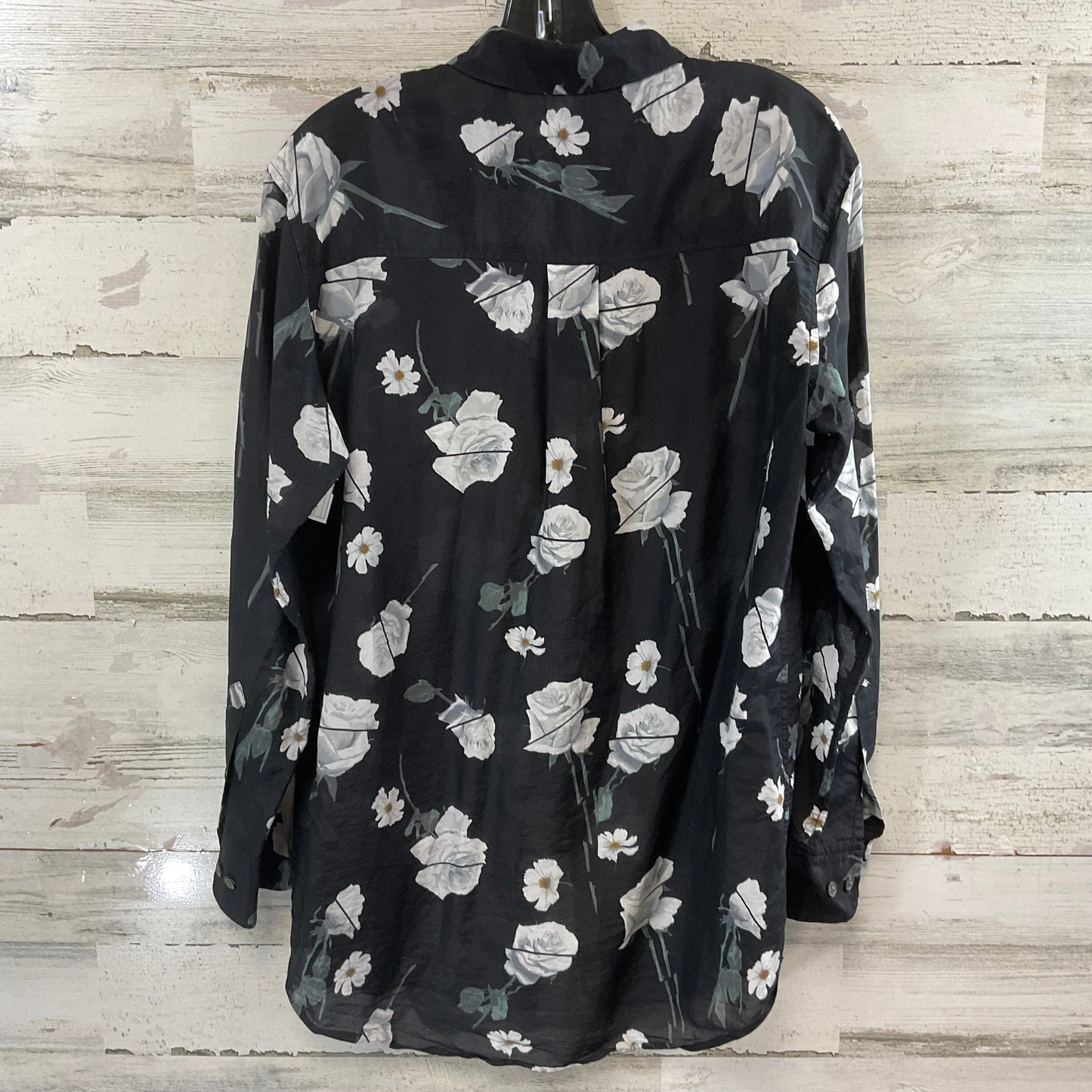 Blouse Long Sleeve By Equipment In Black, Size: M