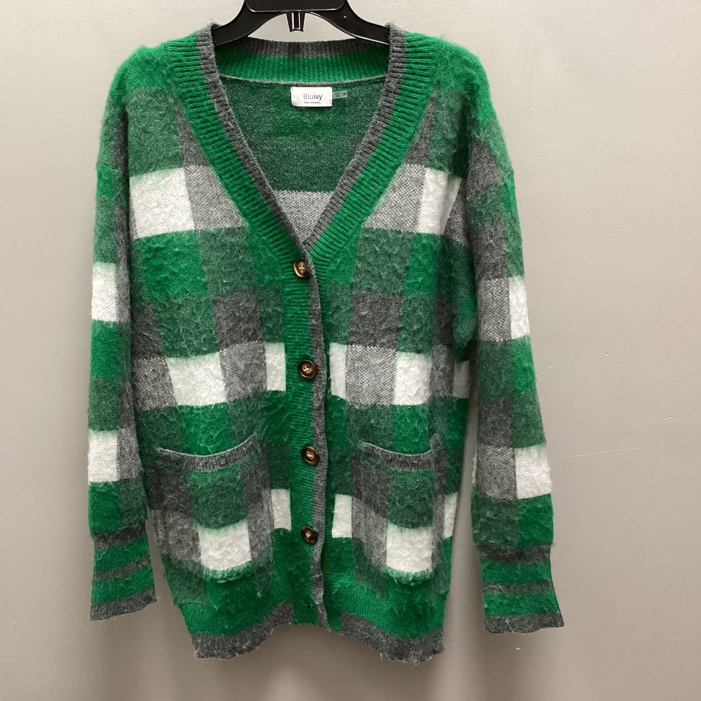 Sweater Cardigan By BLU IVY In Green, Size: S