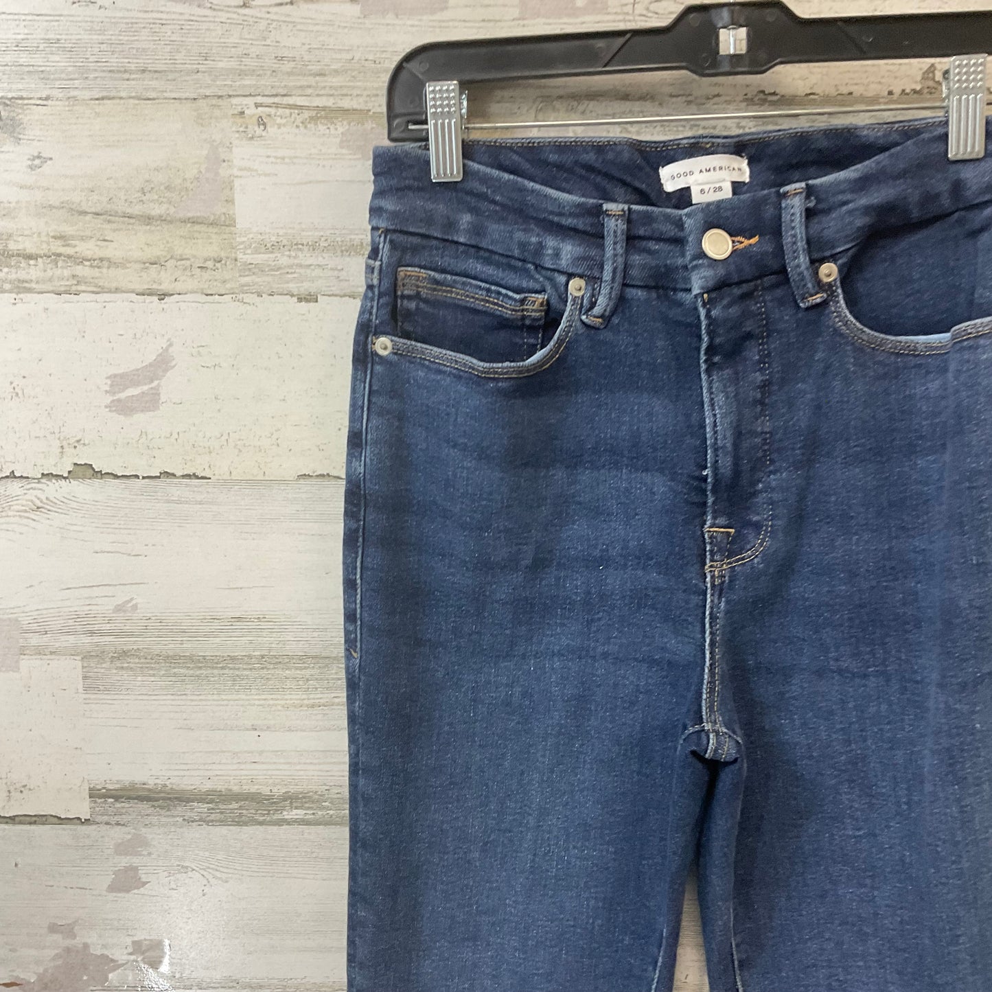 Jeans Flared By Good American In Blue Denim, Size: 6