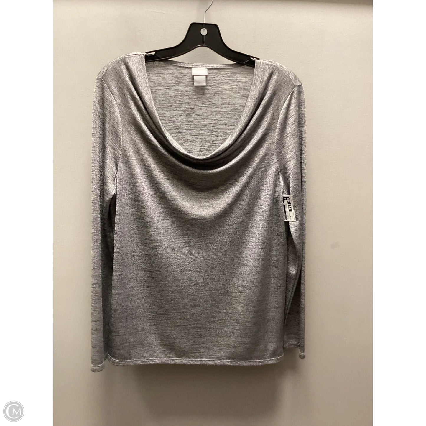 Top Long Sleeve By Chicos In Silver, Size: M