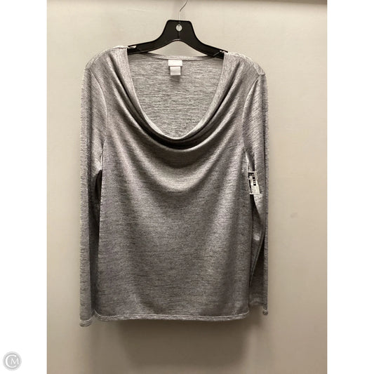 Top Long Sleeve By Chicos In Silver, Size: M