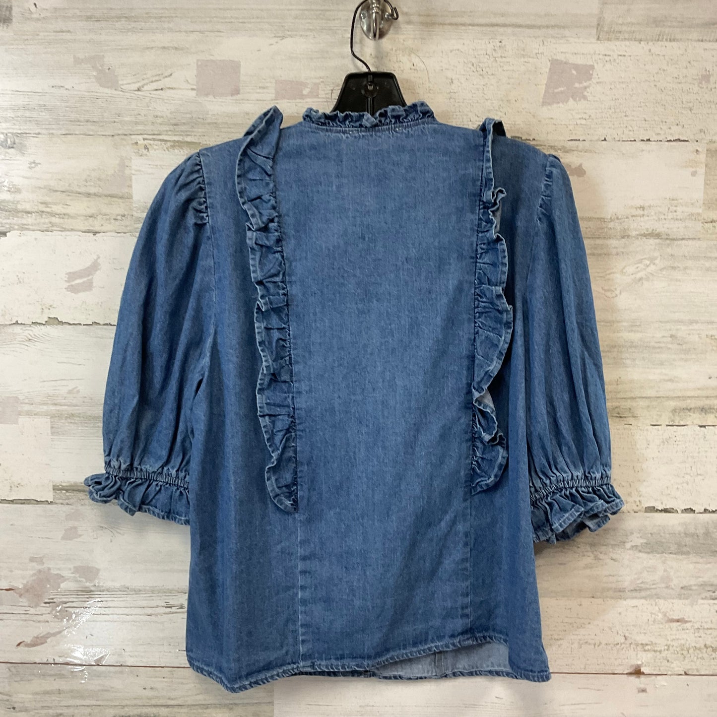 Blouse Short Sleeve By SWEET GENESIS In Blue Denim, Size: S