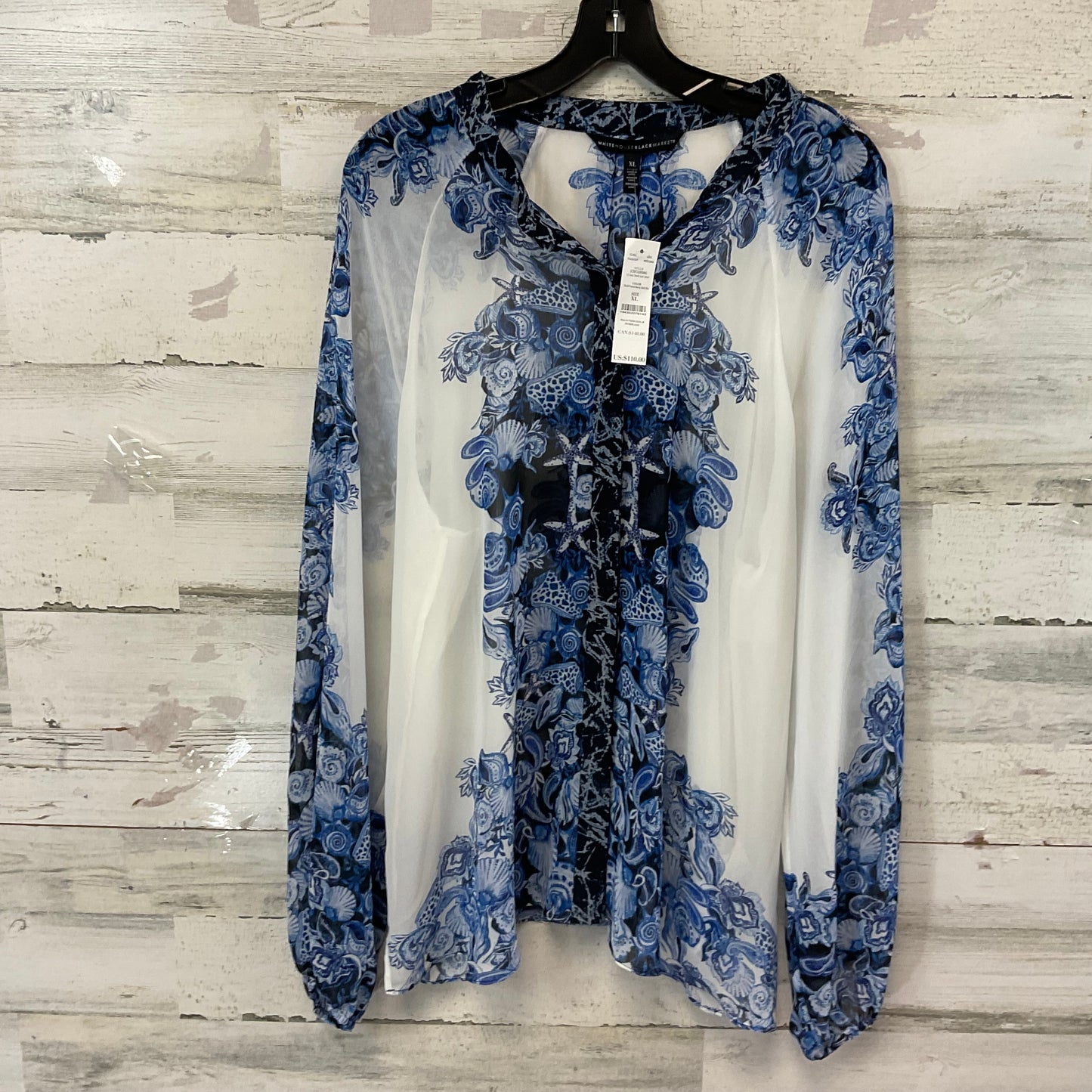 Blouse Long Sleeve By White House Black Market In Blue, Size: Xl