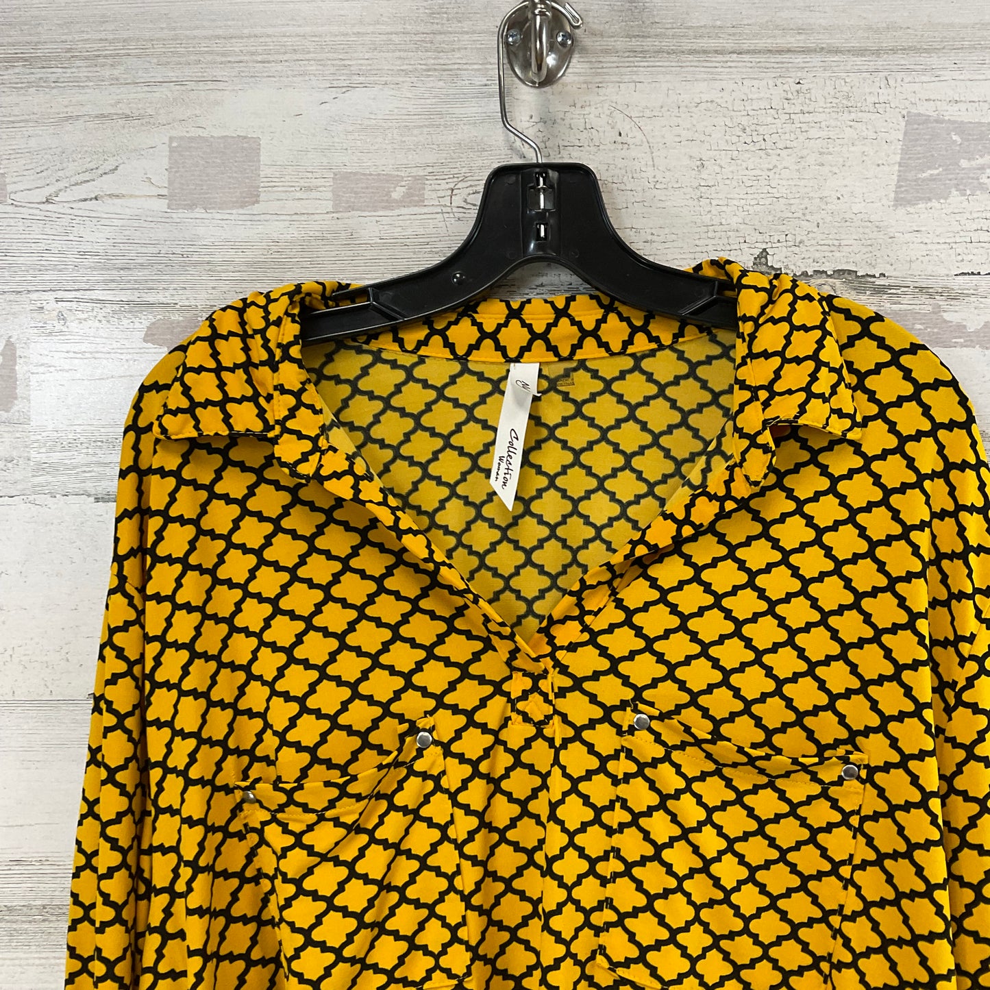 Blouse 3/4 Sleeve By Ny Collection In Yellow, Size: 3x