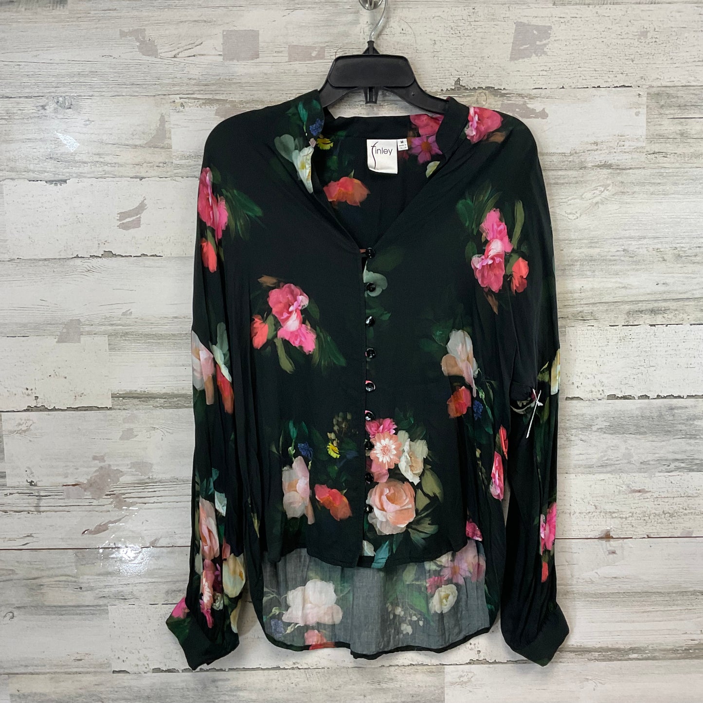 Blouse Long Sleeve By FINLEY In Black, Size: M