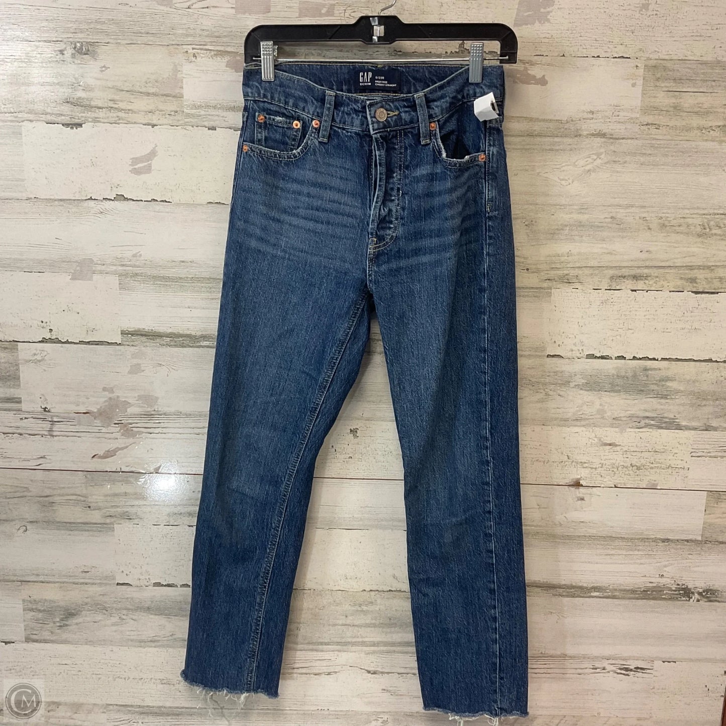 Jeans Straight By Gap In Blue Denim, Size: 0