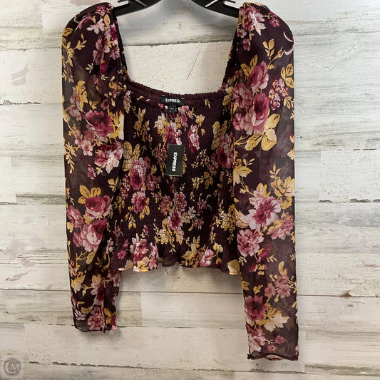 Top Long Sleeve By Express In Maroon, Size: M