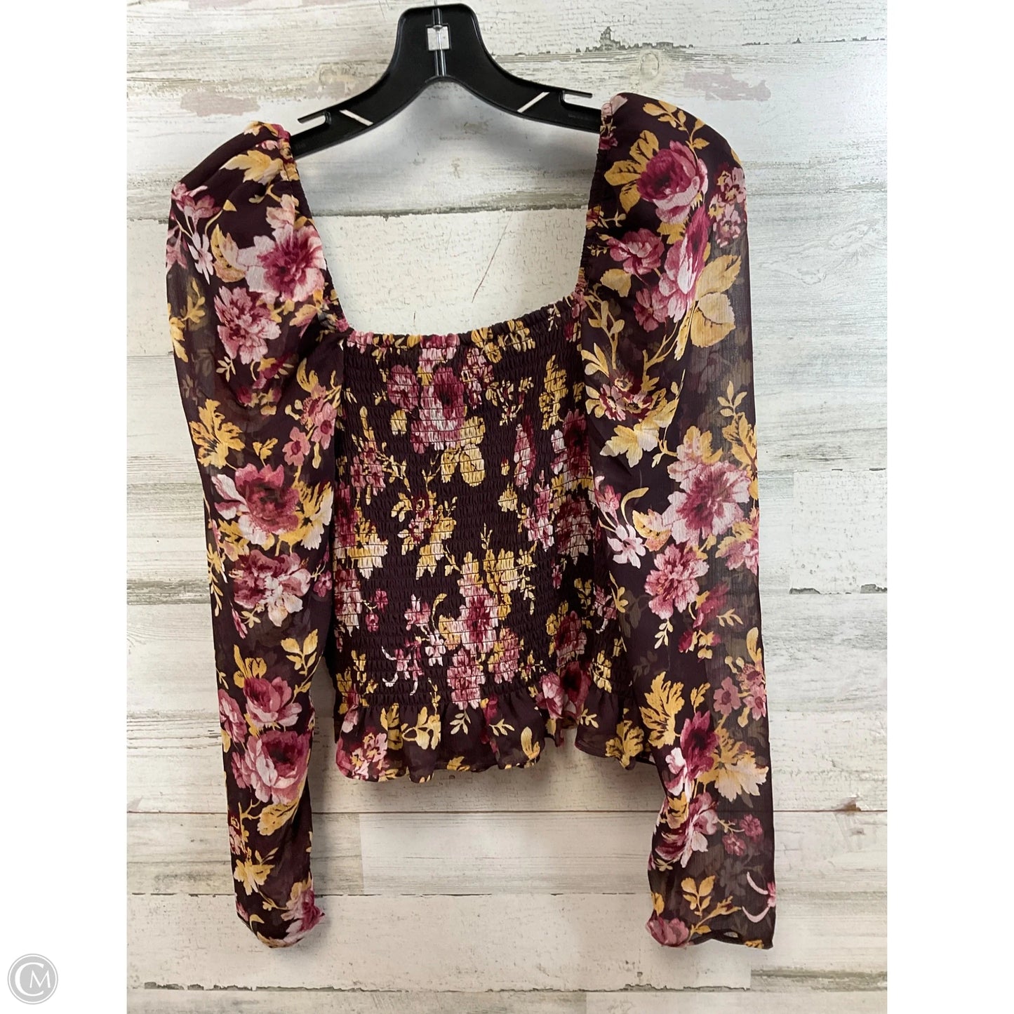 Top Long Sleeve By Express In Maroon, Size: M