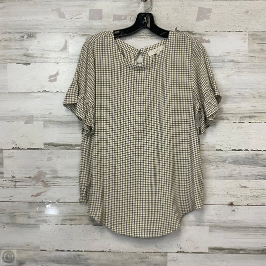 Top Short Sleeve By Loft In Checkered Pattern, Size: M