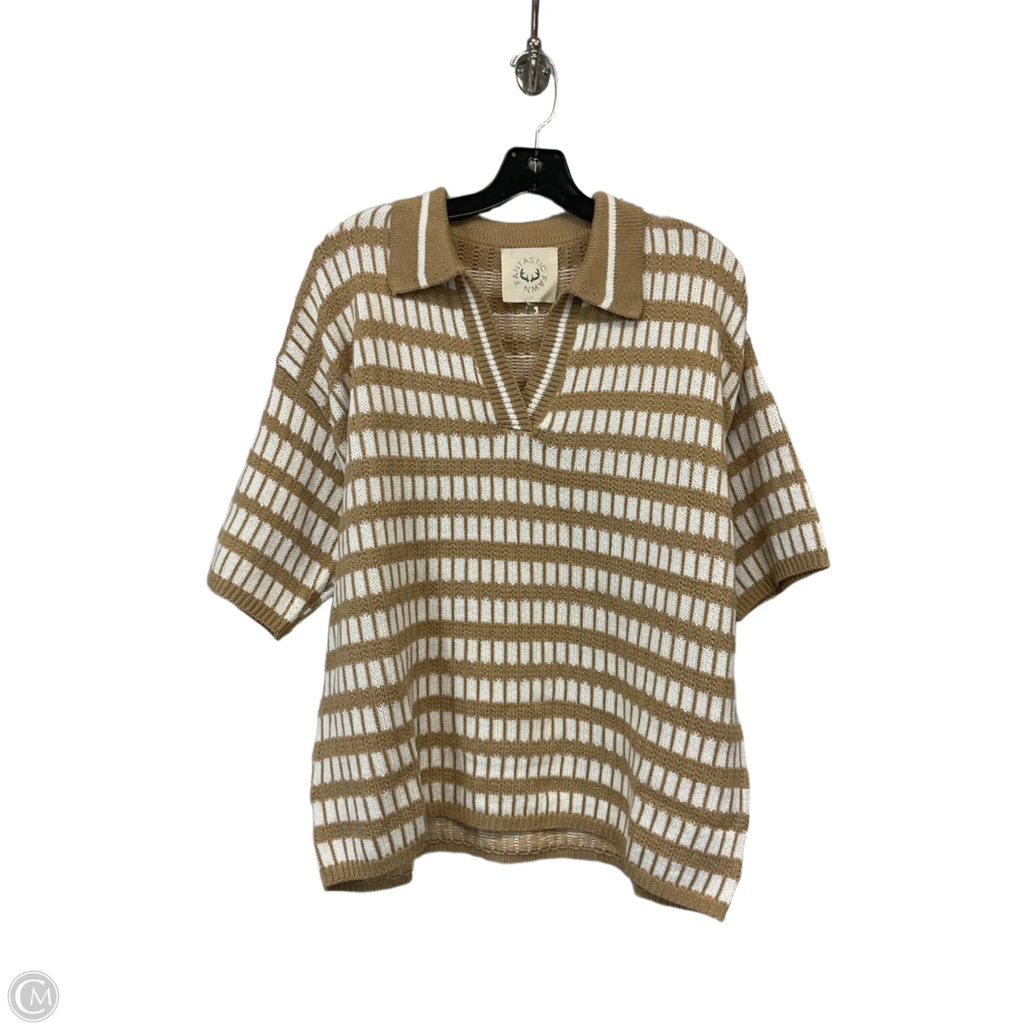 Sweater Short Sleeve By Fantastic Fawn In Brown, Size: L