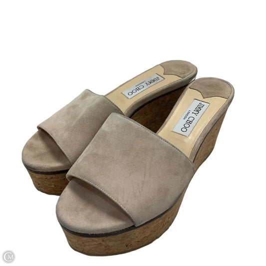 Sandals Luxury Designer By Jimmy Choo In Brown, Size: 7