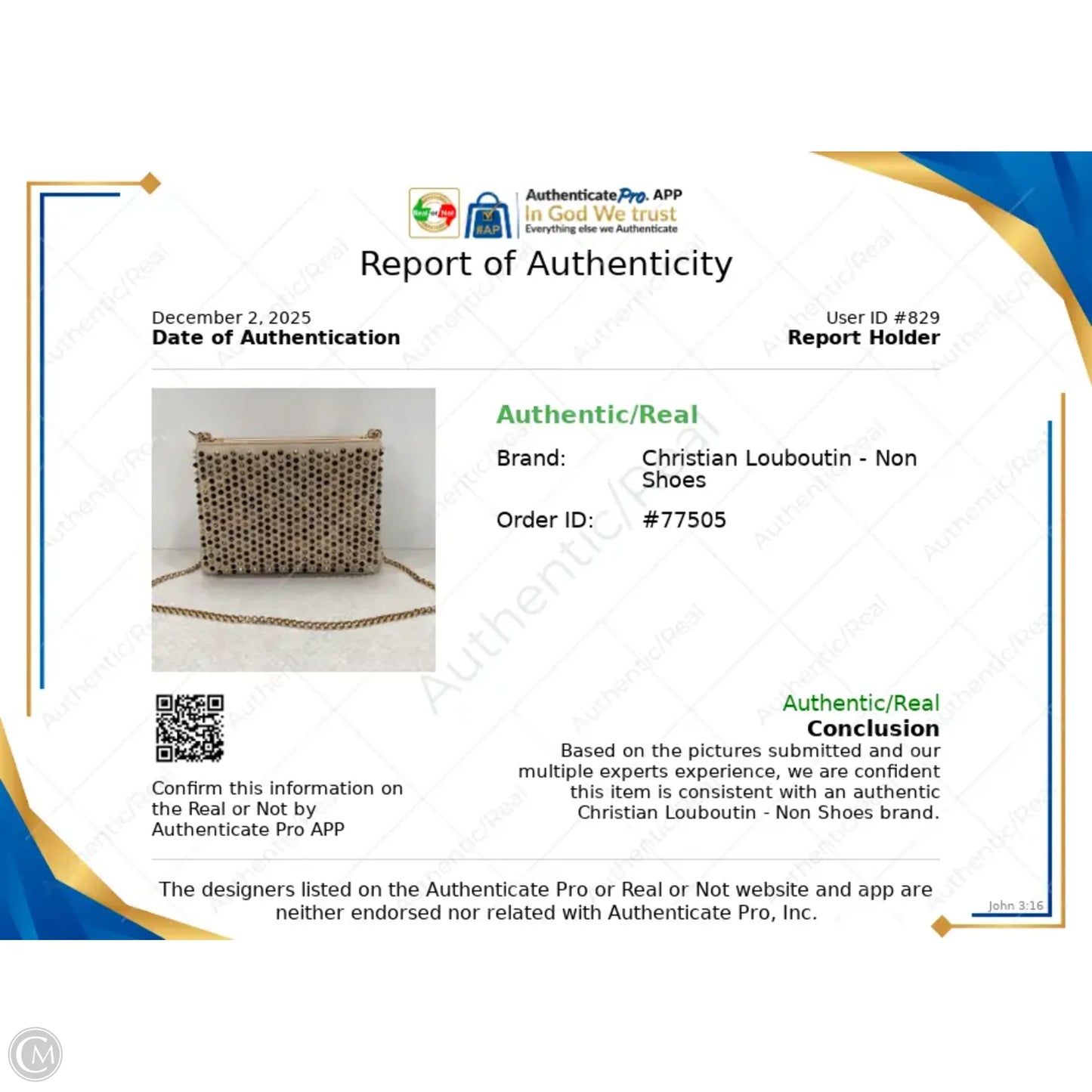 Handbag Luxury Designer By Christian Louboutin, Size: Large