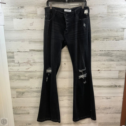 Jeans Wide Leg By Kancan In Black Denim, Size: 12