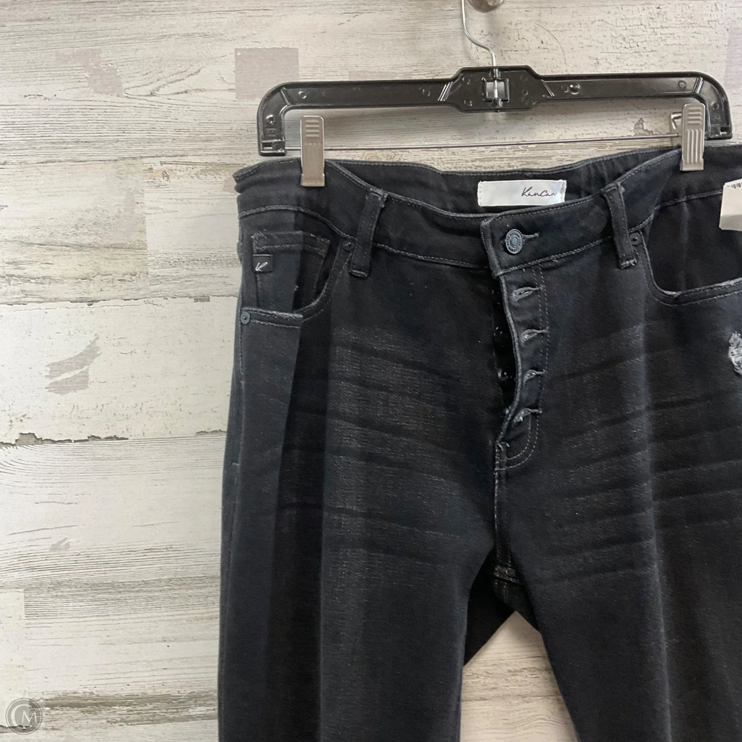 Jeans Wide Leg By Kancan In Black Denim, Size: 12