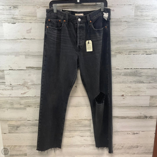 Jeans Straight By Levis In Black Denim, Size: 12
