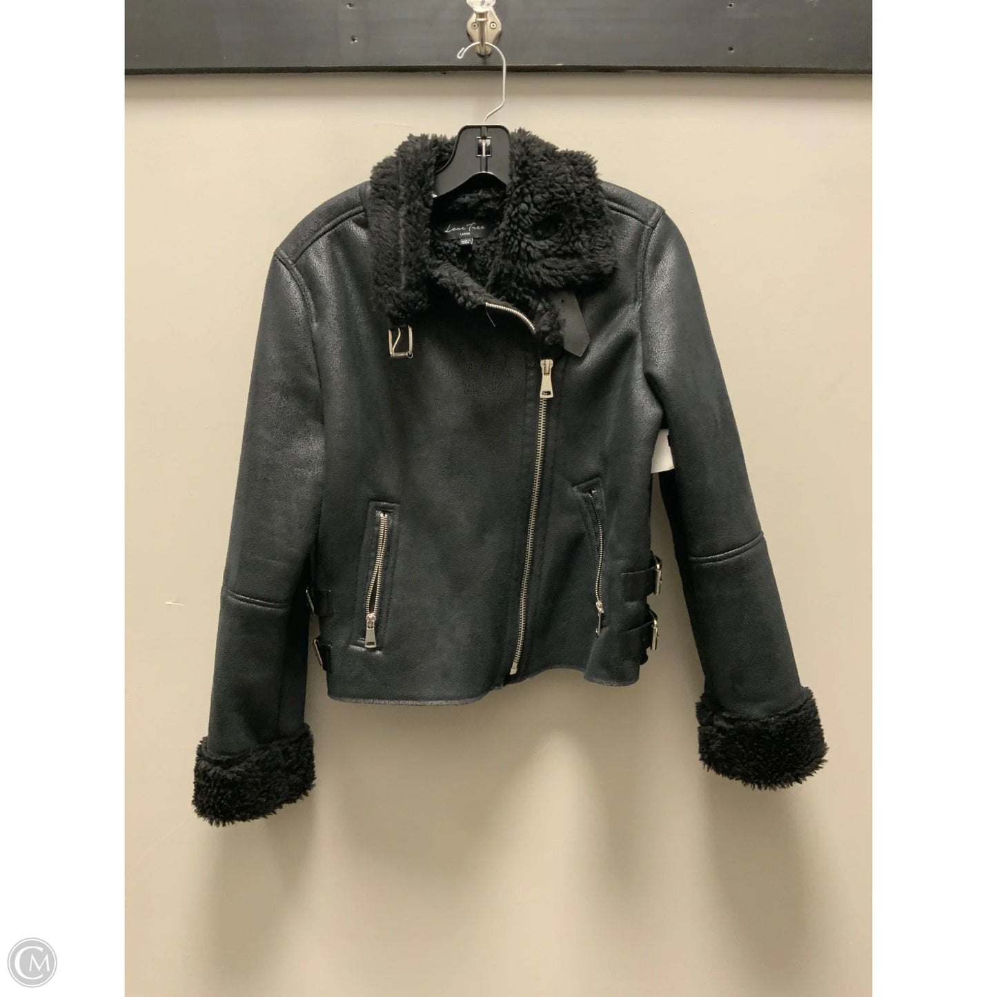 Coat Faux Fur & Sherpa By Love Tree In Black, Size: L