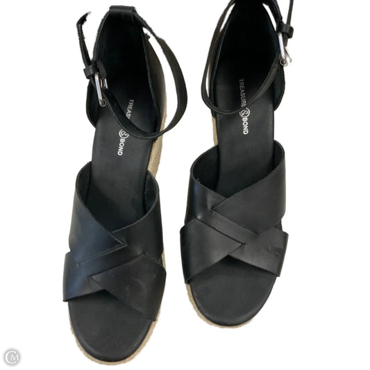 Sandals Heels Wedge By Treasure And Bond In Black, Size: 9