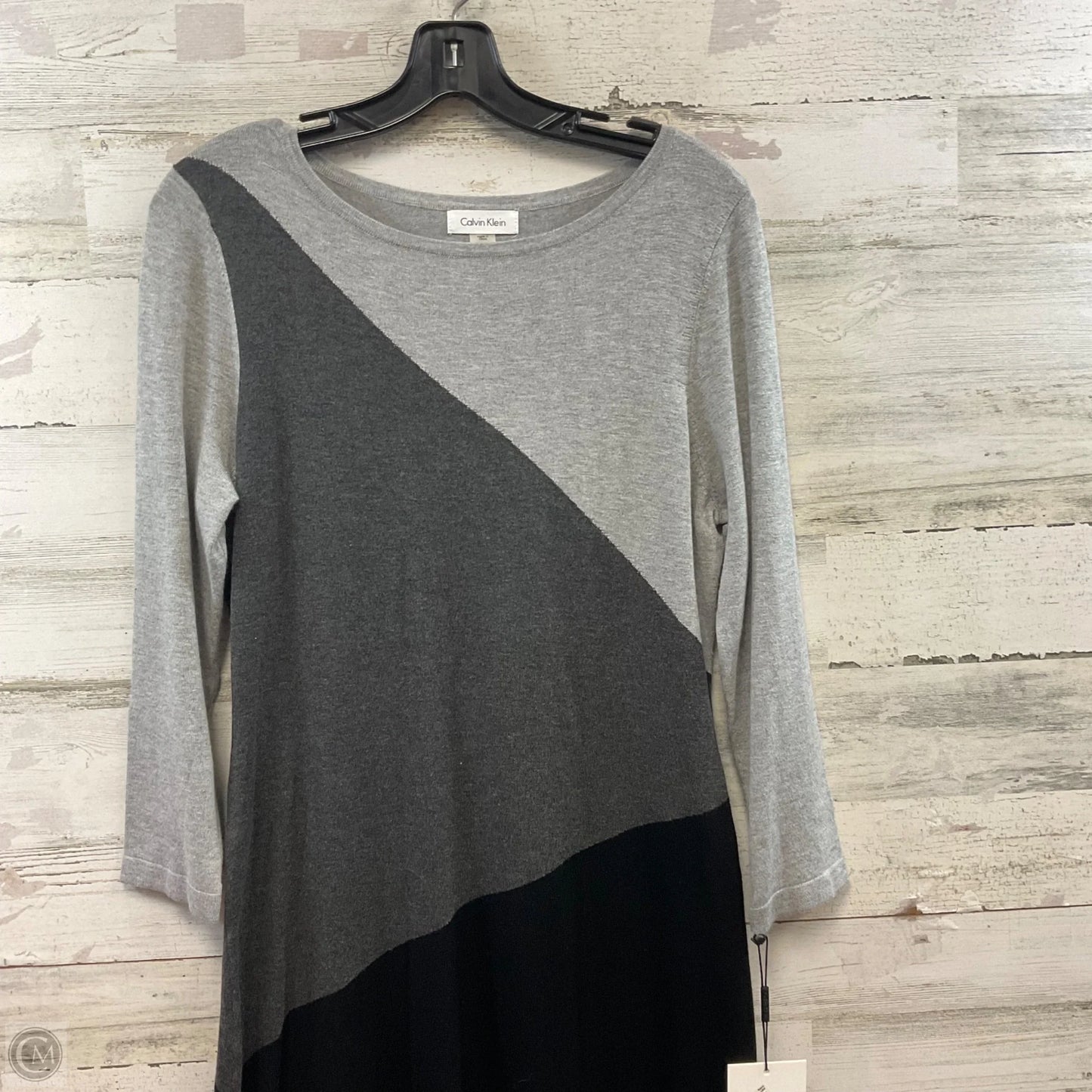 Dress Sweater By Calvin Klein In Grey, Size: L
