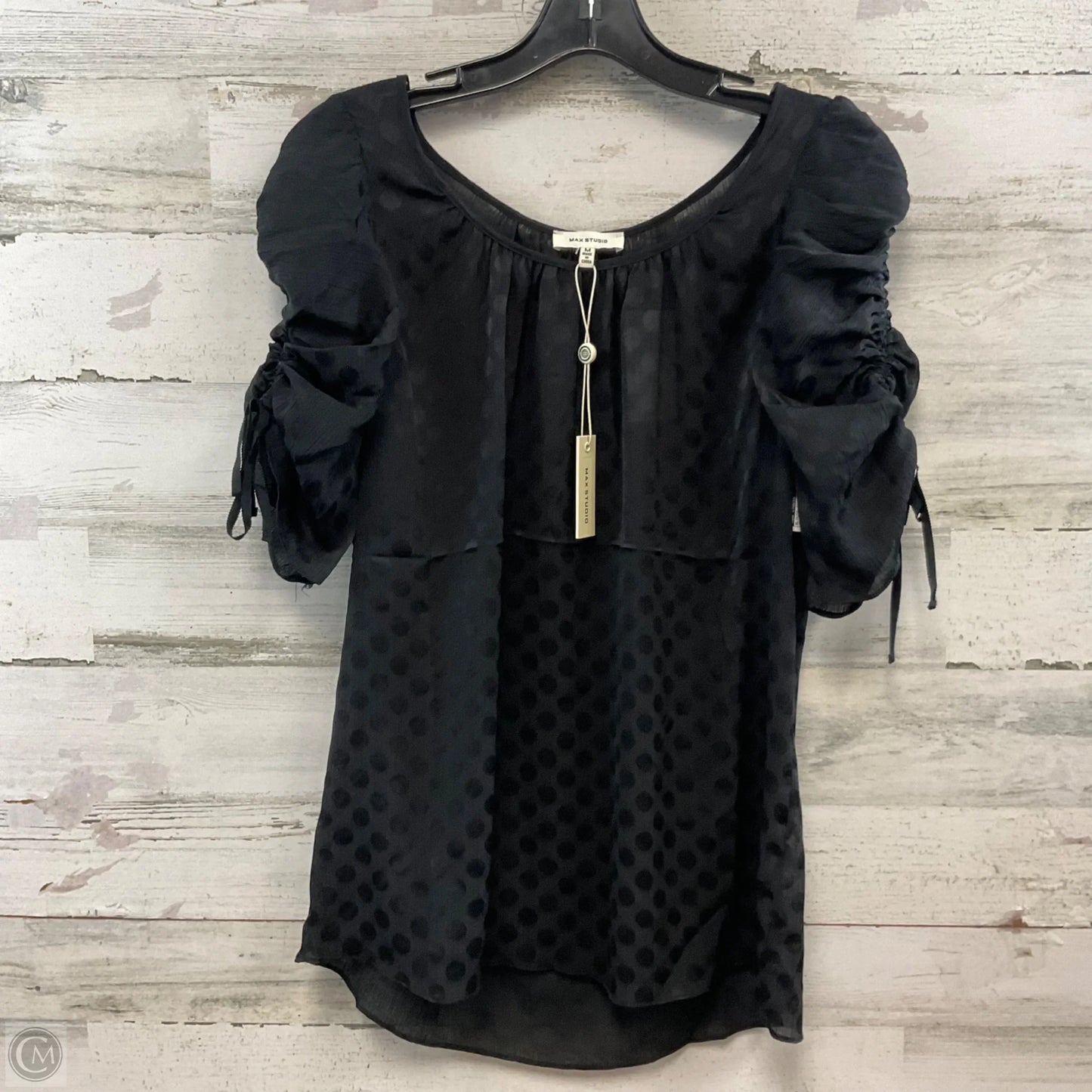 Blouse Short Sleeve By Max Studio In Black, Size: M