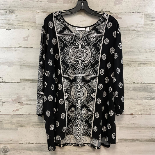 Top 3/4 Sleeve By Susan Graver In Black, Size: 2x