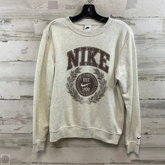Athletic Sweatshirt Crewneck By Nike In Cream, Size: S