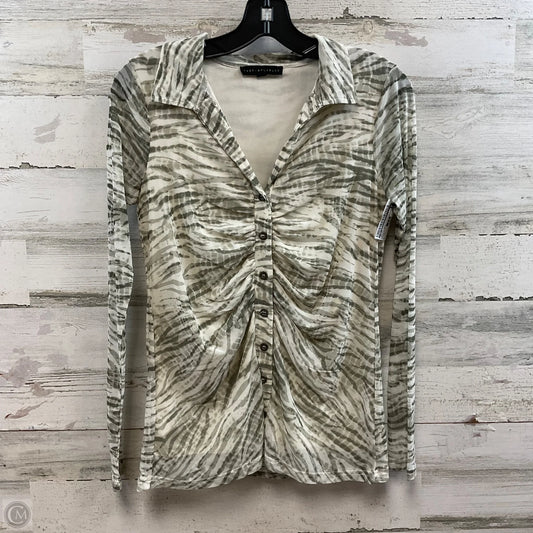 Top Long Sleeve By Jane And Delancey In Cream & Green, Size: S