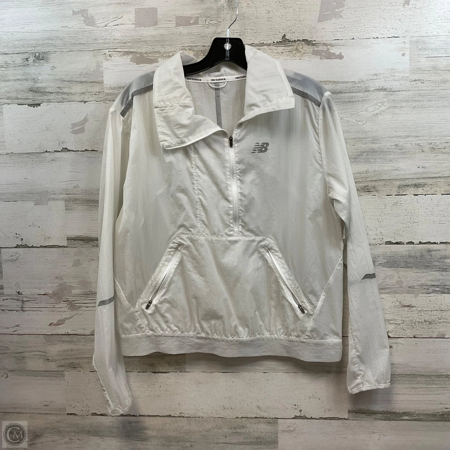 Athletic Jacket By New Balance In White, Size: M