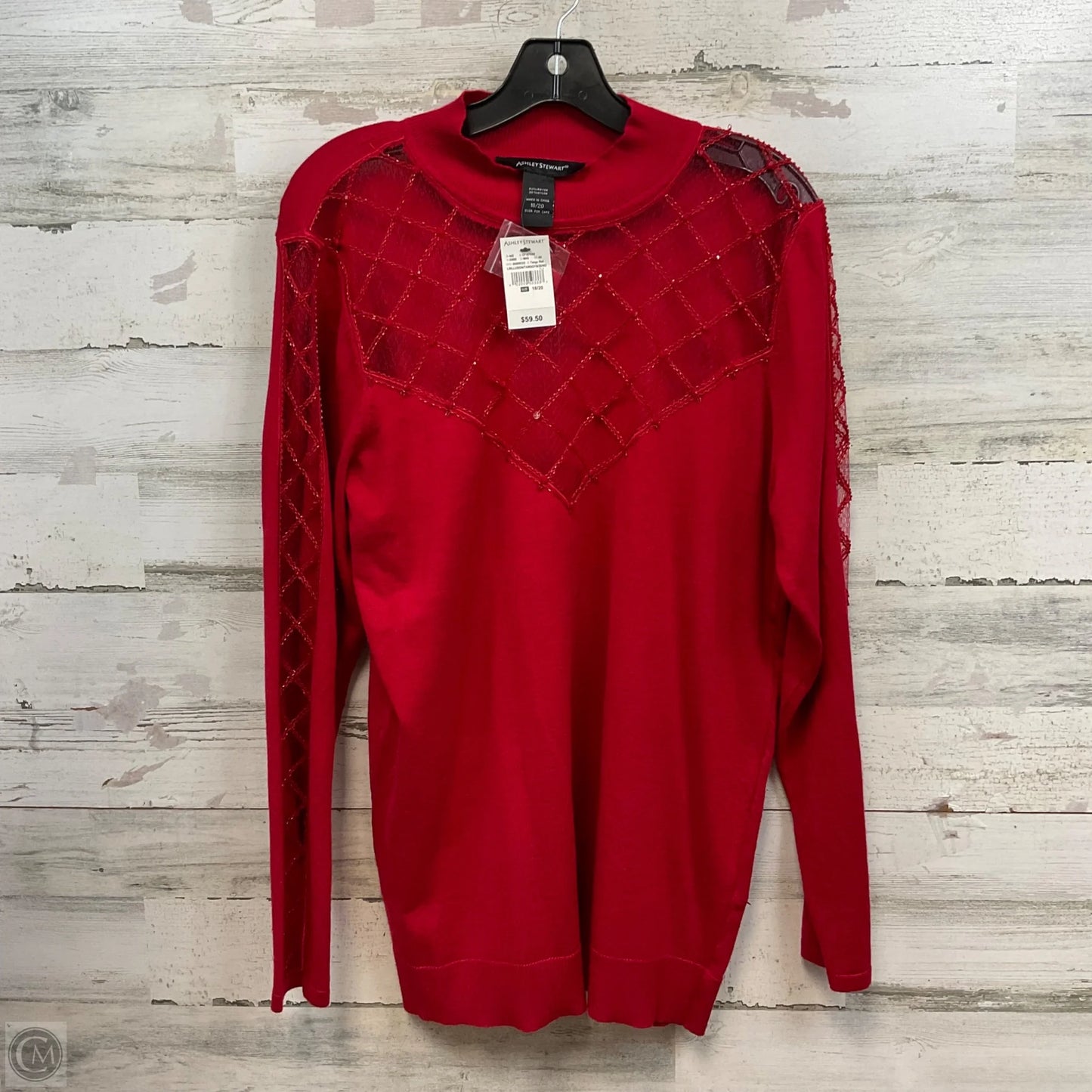 Top Long Sleeve By Ashley Stewart In Red, Size: 2x