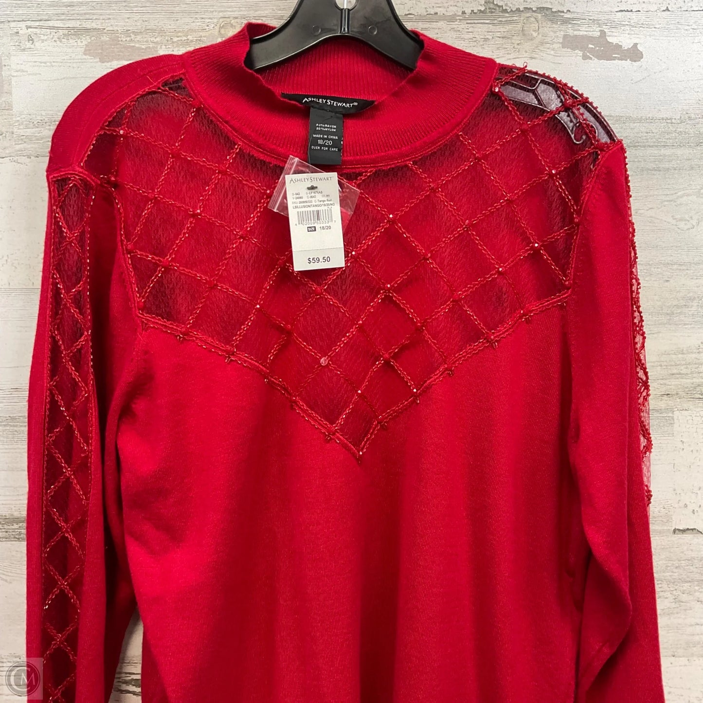 Top Long Sleeve By Ashley Stewart In Red, Size: 2x