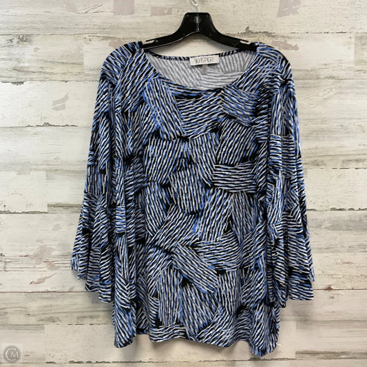 Top Long Sleeve Basic By Kasper In Blue, Size: 3x