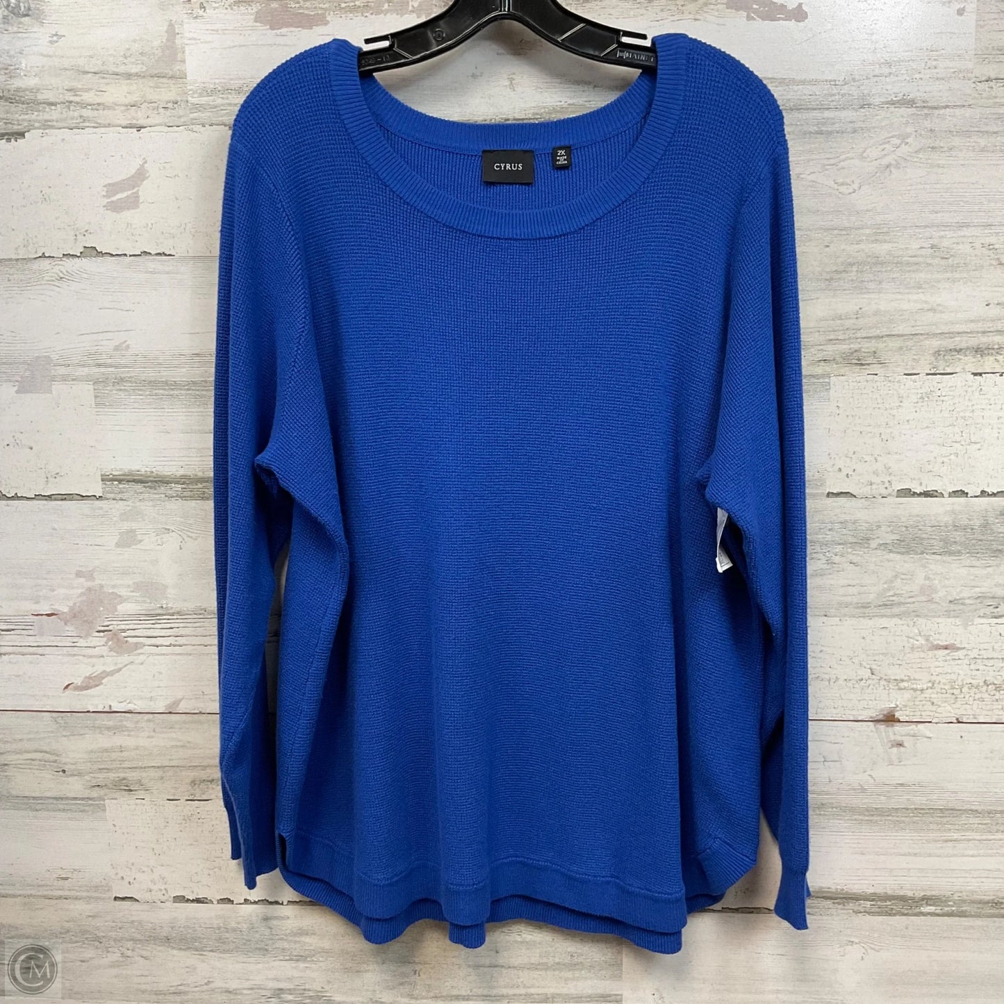 Top Long Sleeve By Cyrus Knits In Blue, Size: 2x