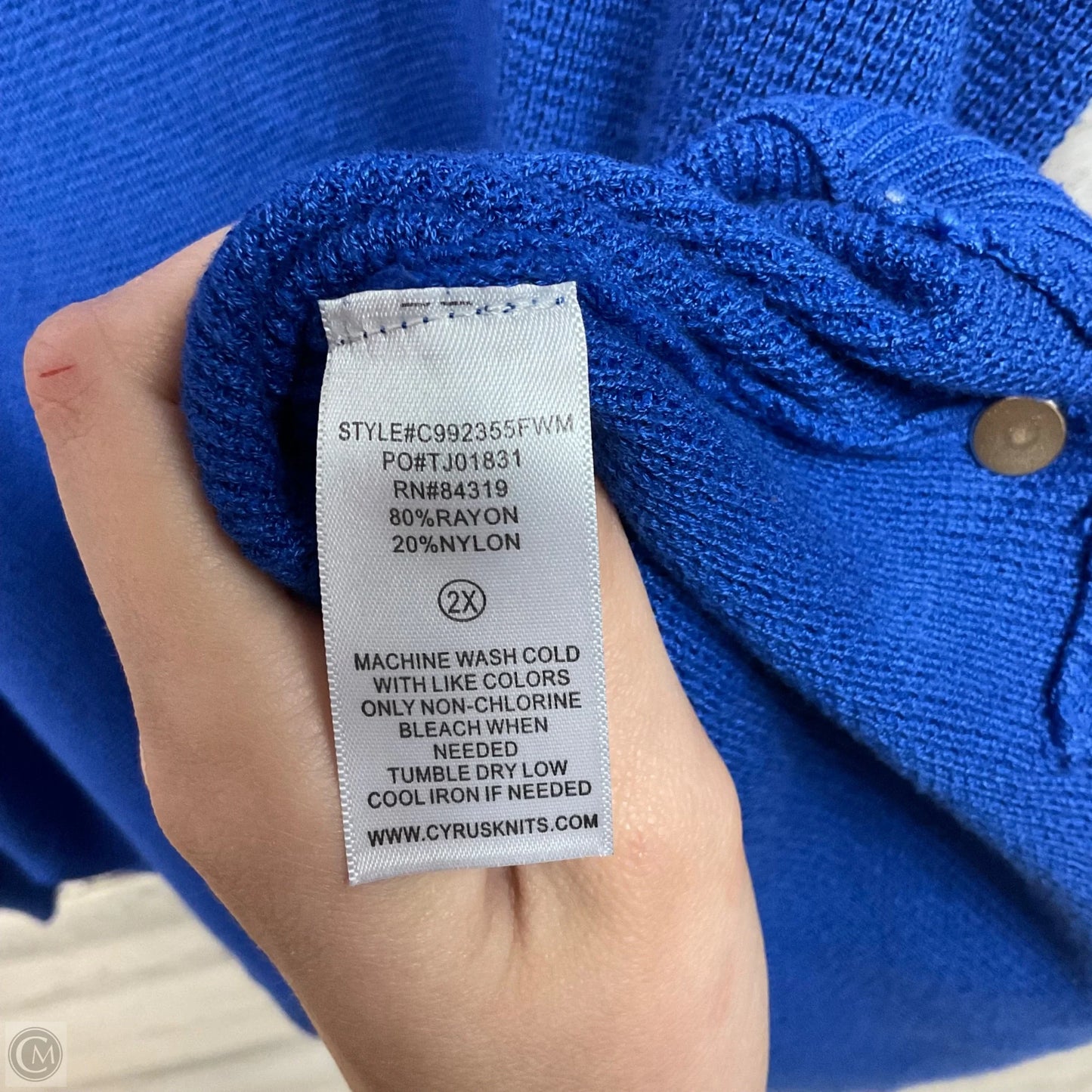 Top Long Sleeve By Cyrus Knits In Blue, Size: 2x