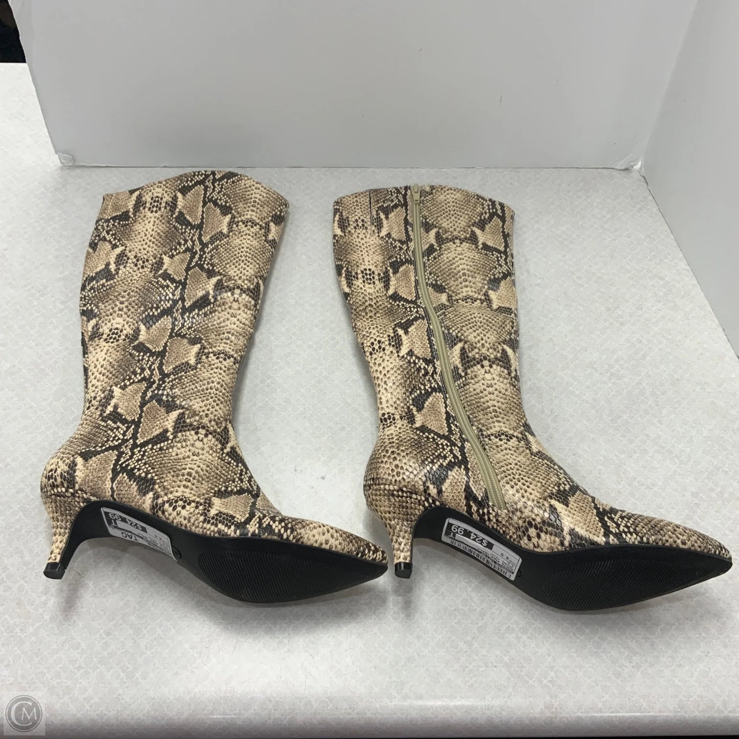 Boots Knee Heels By Andrew Gellar In Animal Print, Size: 6.5